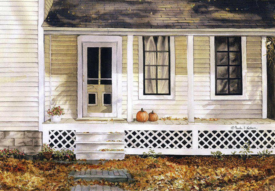 Fall Painting - Pumpkin House by Paula Nathan