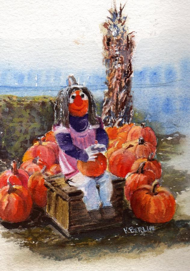 Pumpkin Painting - Pumpkin Lady by Katherine  Berlin