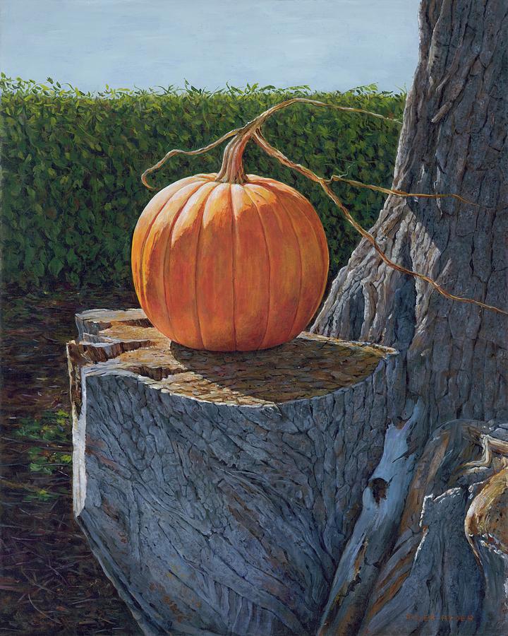Pumpkins Painting - Pumpkin on a dead willow by Tyler Ryder