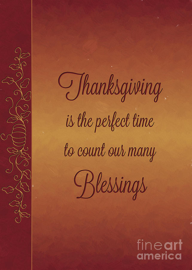 Thanksgiving Digital Art - Pumpkin Painted Thanksgiving Blessings by JH Designs