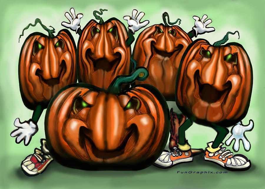 Pumpkin Party Painting by Kevin Middleton Pumpkin Party Painting by Kevin Middleton