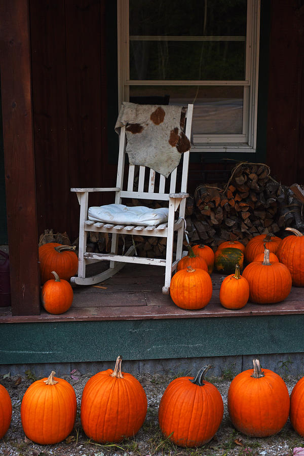 Pumpkin Patch Little Field Farm New Hampshire Rocking Chair Photograph by Toby McGuire