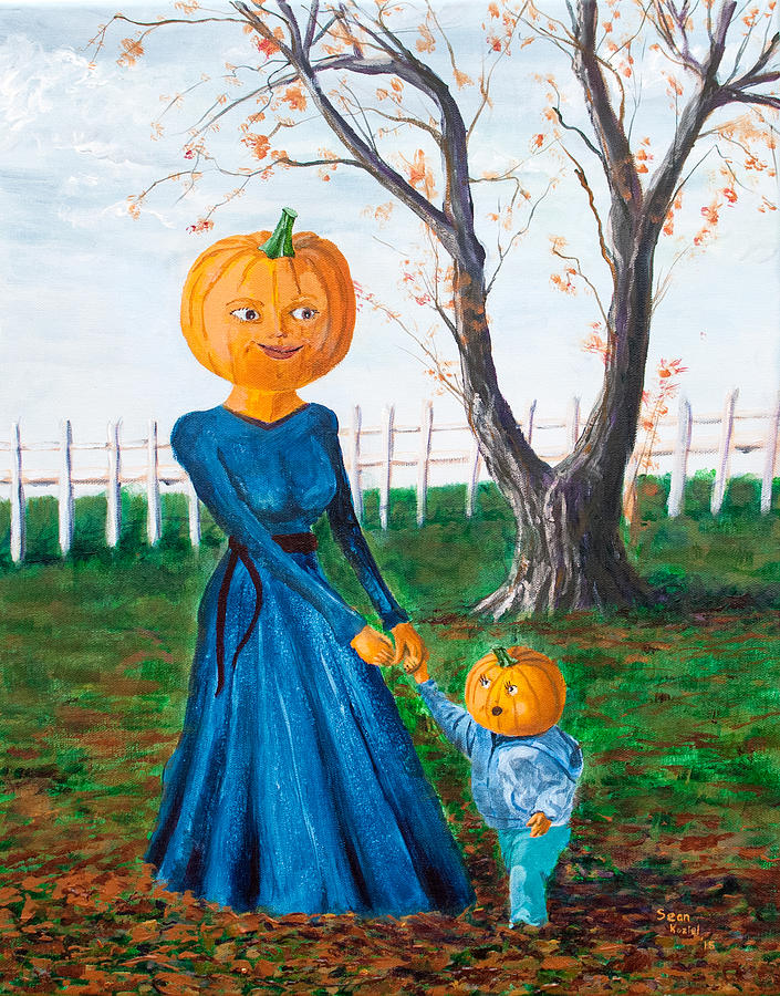Fall Painting - Pumpkin People by Sean Koziel