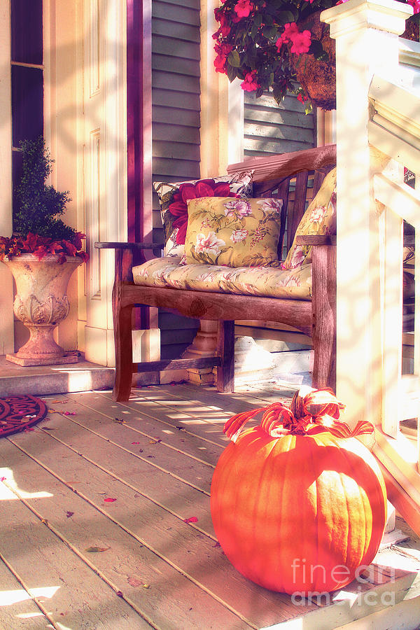 Pumpkin Porch Painting by Mindy Sommers
