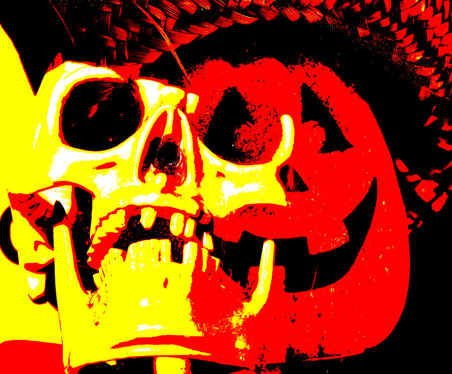Pumpkin Skull Abstract I Digital Art by Linda Brody