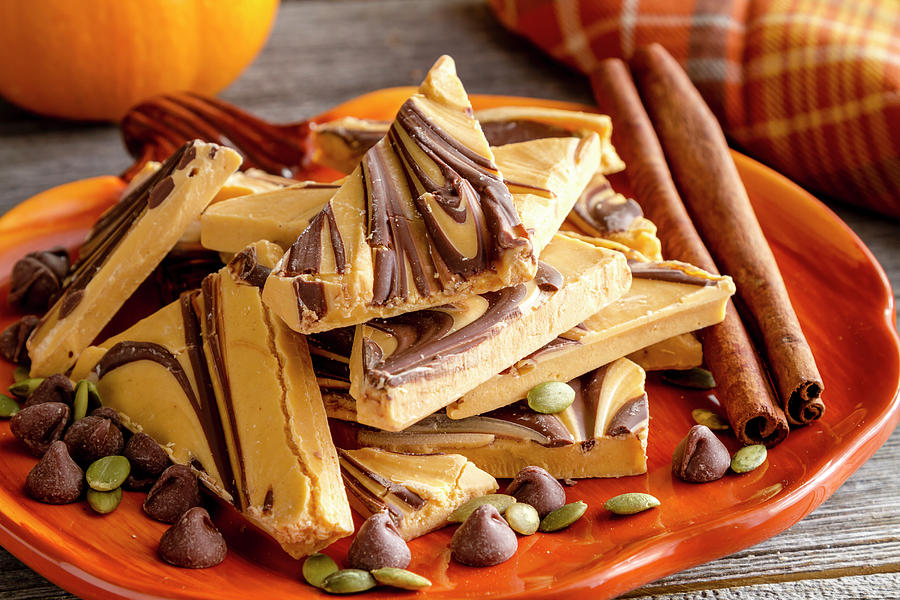 Pumpkin Spice and Chocolate Bark Candy Photograph by Teri Virbickis