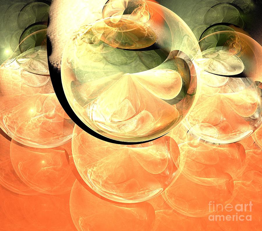 Abstract Digital Art - Pumpkin Sun Spheres by Kim Sy Ok