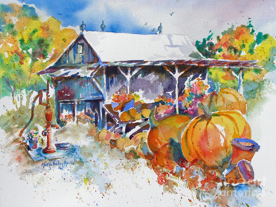 Pumpkin Time Painting by Mary Haley-Rocks