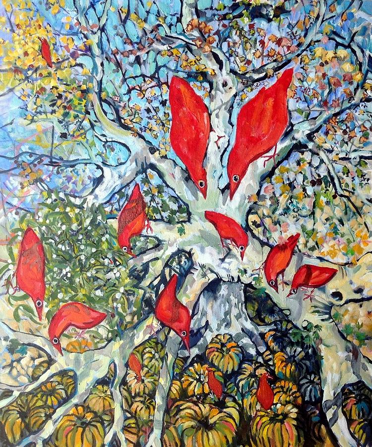 Pumpkin Treetop - Chanter de la Cime des Courges Painting by Chris Walker