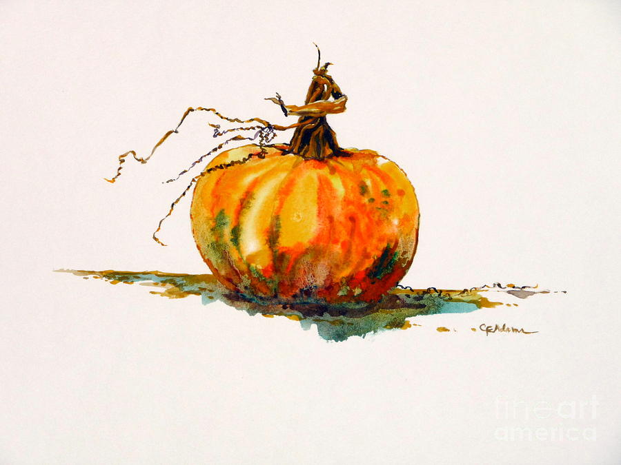 Pumpkin - warmer color Painting by Cheryl Emerson Adams