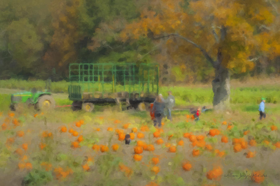 Pumpkins at Langwater Farm Painting by Bill McEntee