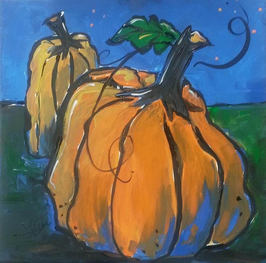 Pumpkins at Twilight Painting by Terri Einer