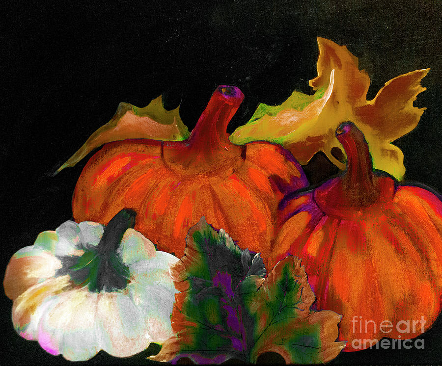 Pumpkins For Halloween or Thanksgiving by Lisa Kaiser Digital Art by Lisa Kaiser