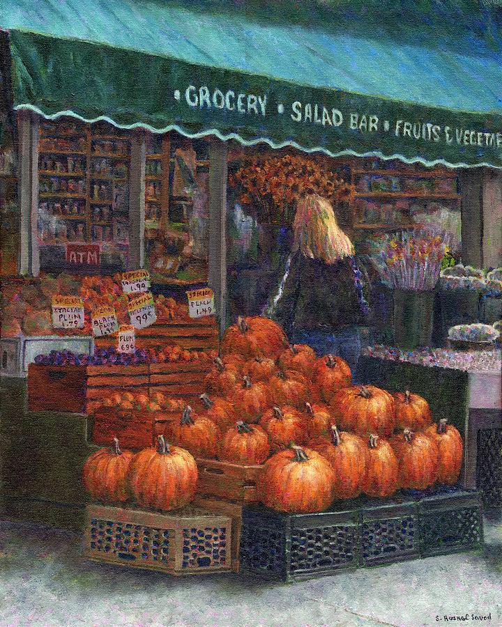 Vegetable Painting - Pumpkins For Sale by Susan Savad