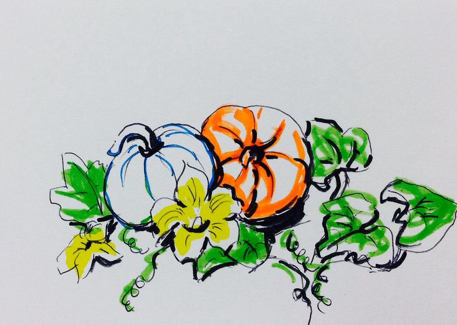 Pumpkins Painting by Hae Kim