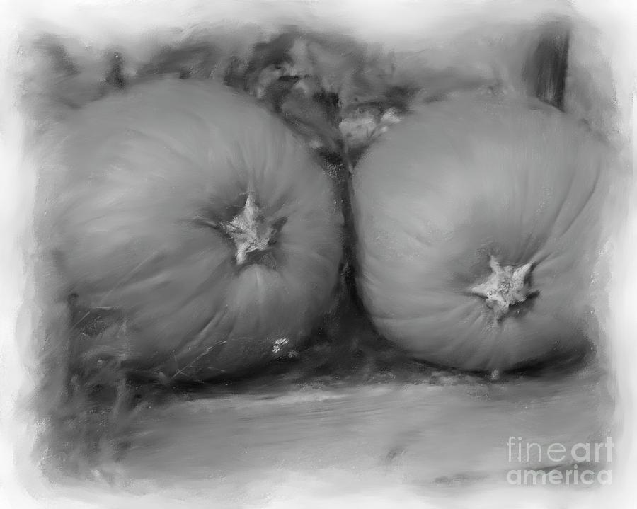Pumpkins In Black And White Digital Art by Smilin Eyes Treasures
