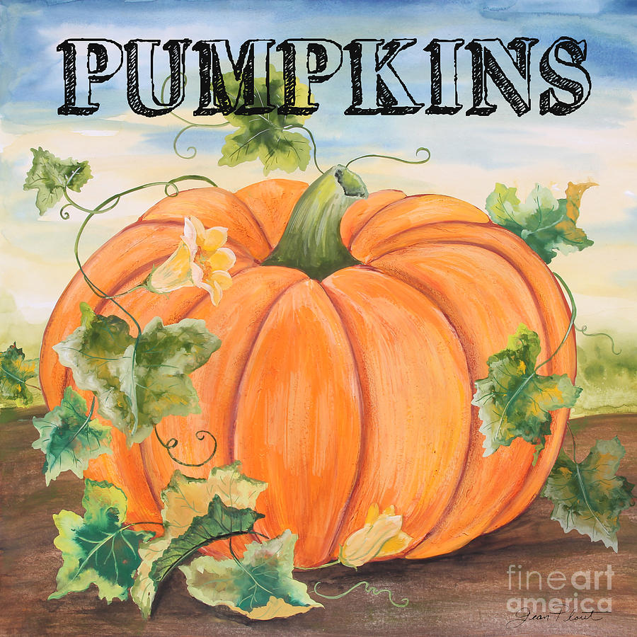Typography Painting - Pumpkins-jp3497 by Jean Plout