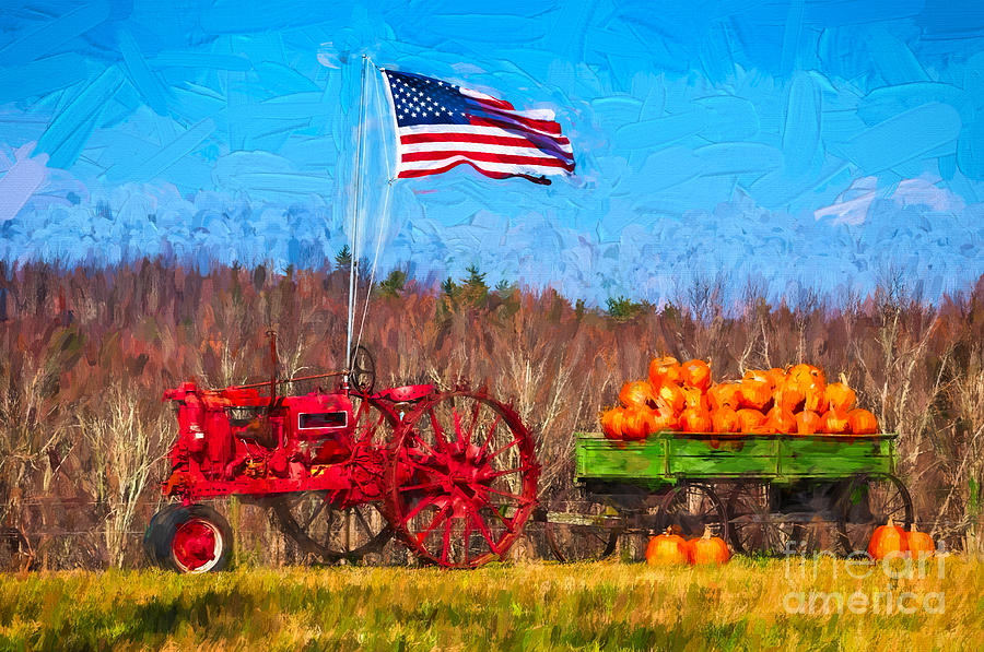 Pumpkins on a wagon Photograph by Les Palenik