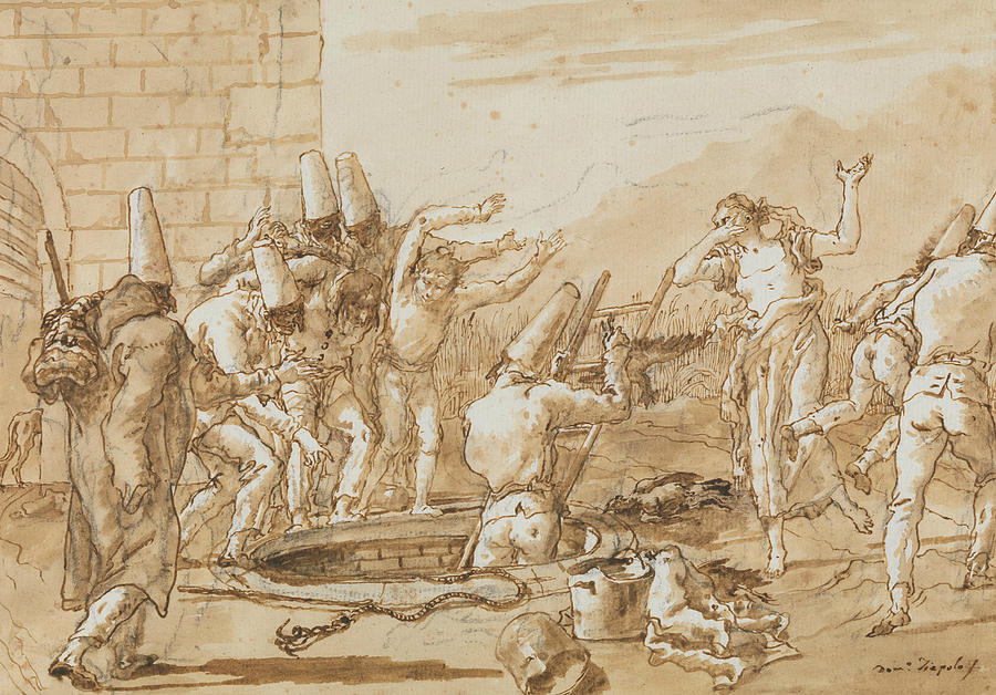 Punchinello Retrieving Dead Fowls from a Well Photograph by Giovanni Domenico Tiepolo
