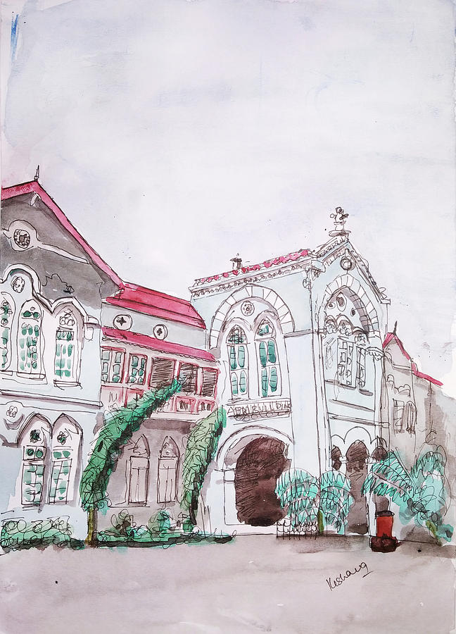 Landmark Painting - Pune Fergusson College by Keshava Shukla