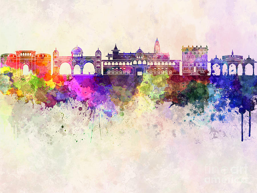 Pune skyline in watercolor background Painting by Pablo Romero - Fine ...