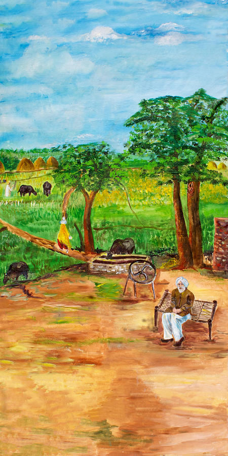Farm Painting - Punjabi farmer by Sarabjit Singh
