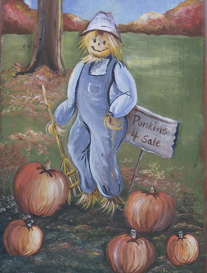 Punkins for Sale Painting by Leslie Manley