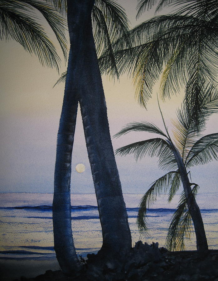 Punta Cana Moon Painting by Shirley Braithwaite Hunt