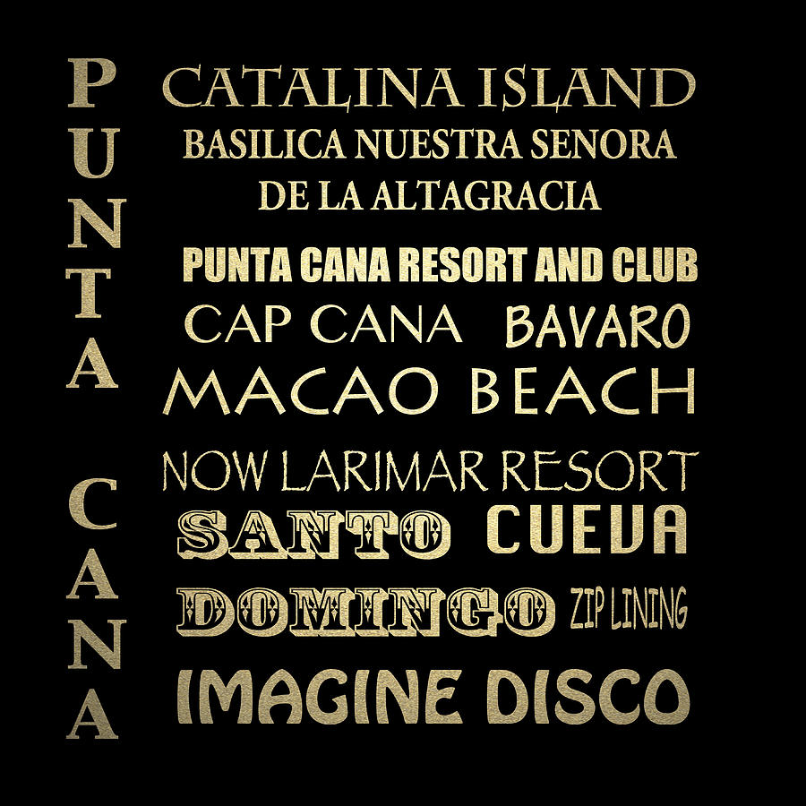 Typography Digital Art - Punta Cana Famous Landmarks by Patricia Lintner