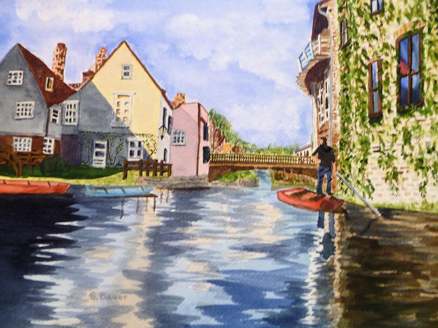 Punting on the Cam Painting by Susan Bauer