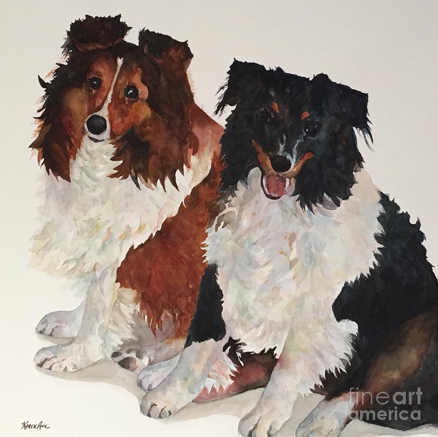 Pup Pals Painting by Karen Ann