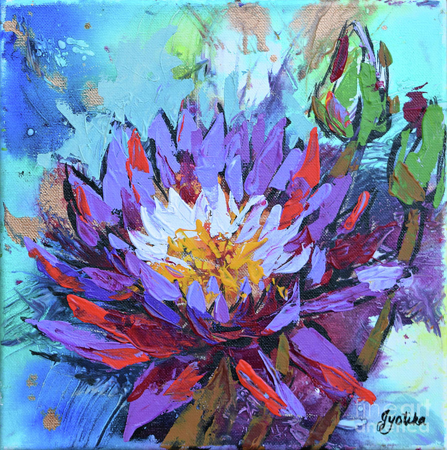 Purple Lotus Painting by Jyotika Shroff
