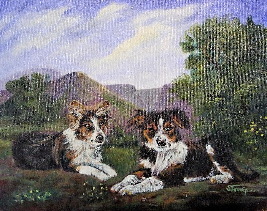 Puppies Willie and Walker Painting by Sherry Strong