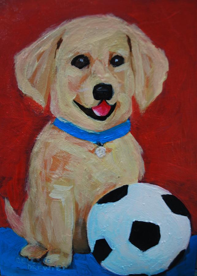 Puppy Ball Painting by Celeste Drewien