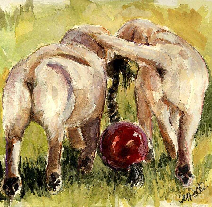 Puppy Butts Painting by Molly Poole