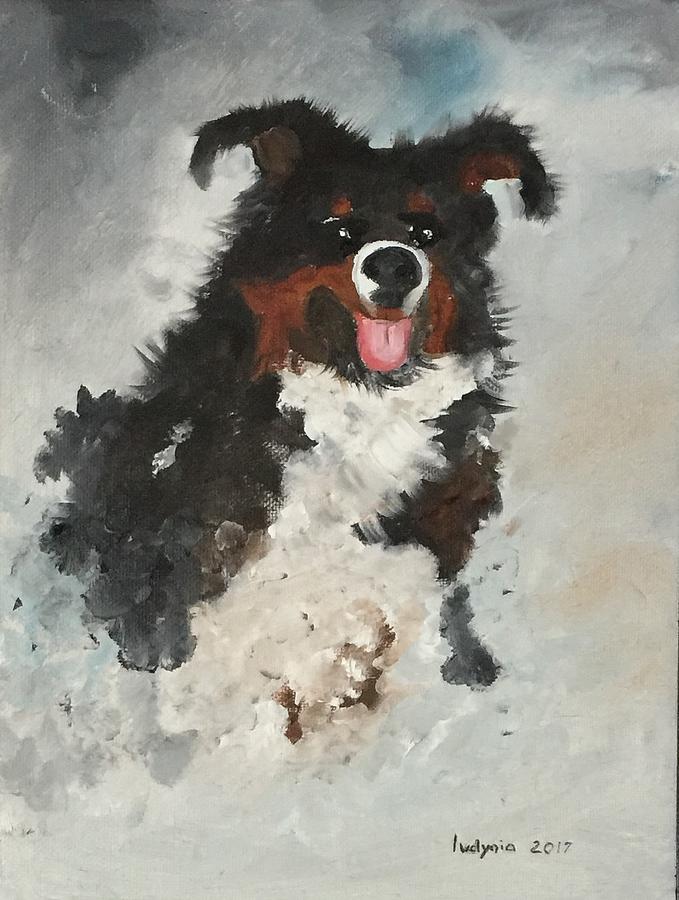 Puppy D Painting by Ryszard Ludynia