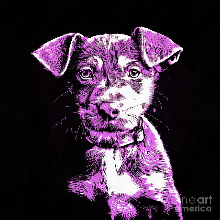Dog Photograph - Puppy Dog Graphic Novel Drawing III by Edward Fielding