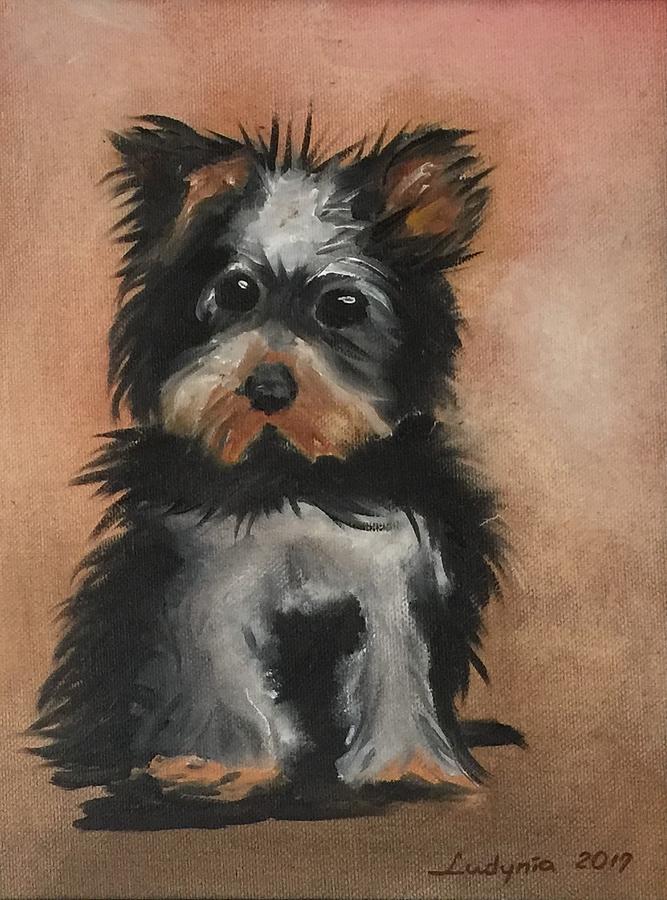 Puppy E Painting by Ryszard Ludynia