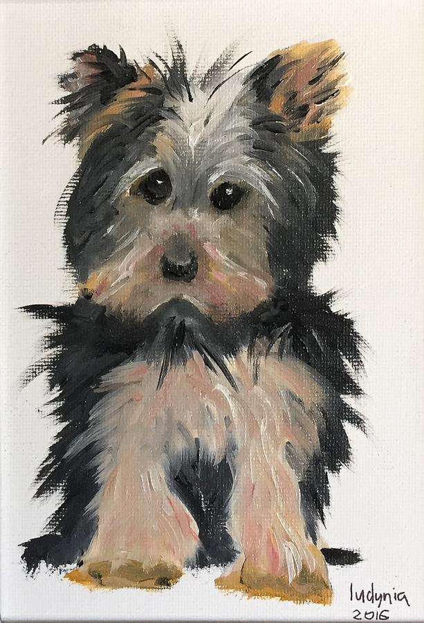 Puppy Painting by Ryszard Ludynia