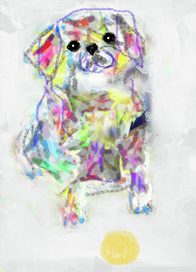 Puppy with ball Painting by Claudia Schoen