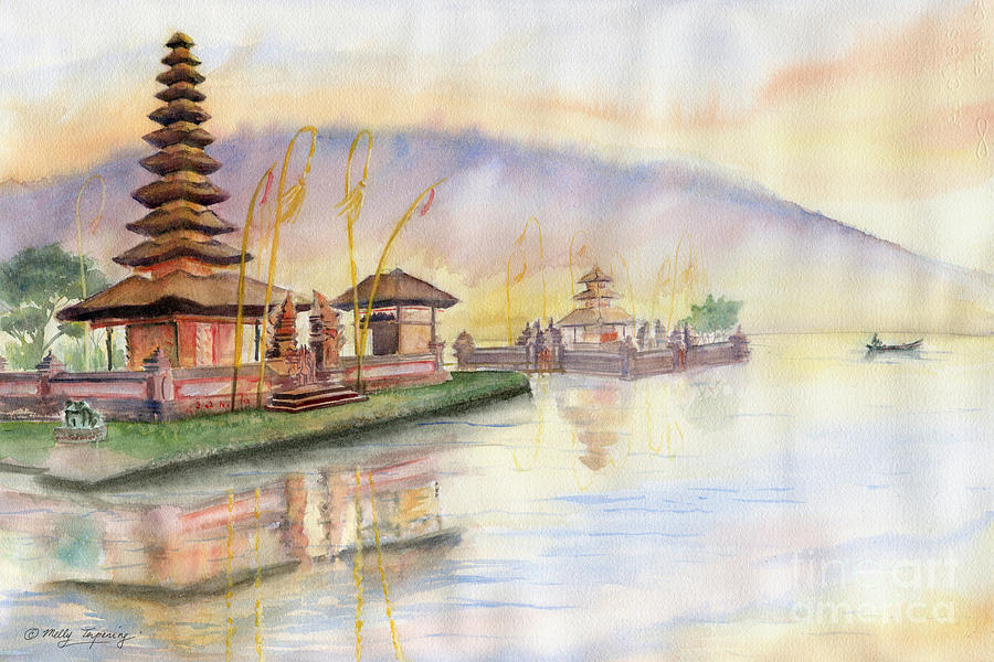 Pura Ulan Danu Bali Painting by Melly Terpening