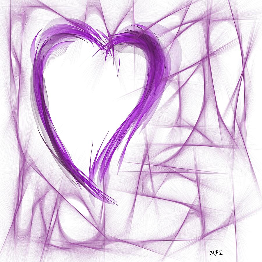 Purple Abstract Heart  Painting by Marian Lonzetta