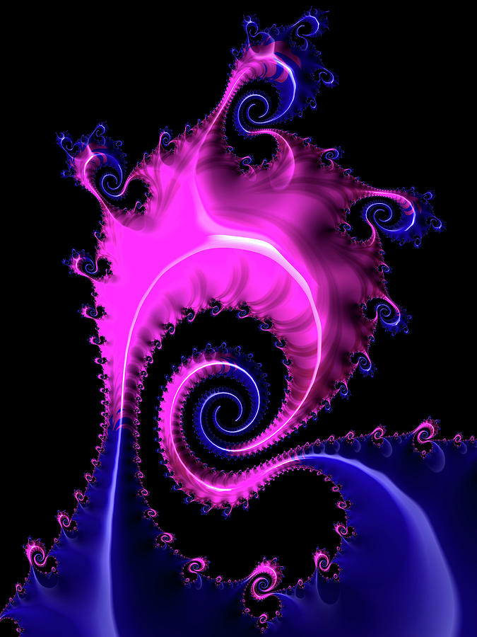 Purple and blue spiral fractal art Digital Art by Matthias Hauser