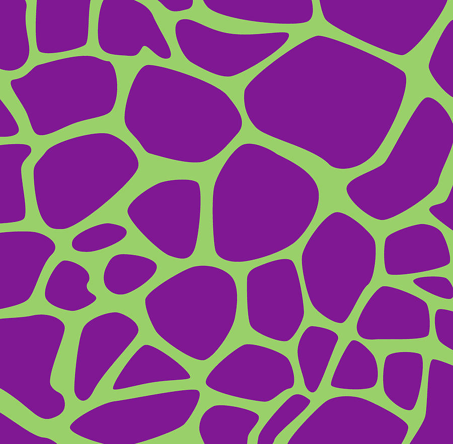 Purple And Green Animal Print Giraffe Pattern by Jelena Ciric