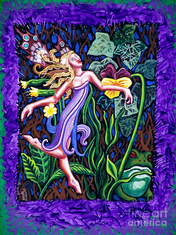 Purple and Green Fairy Painting by Genevieve Esson