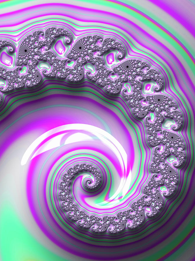 Purple and green Fractal Spiral Digital Art by Matthias Hauser