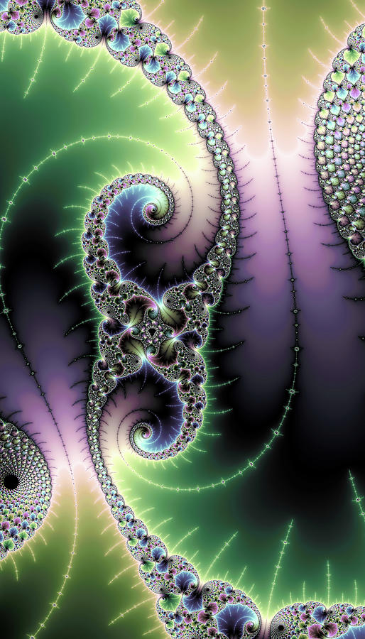 Purple and green Fractal Spirals Digital Art by Matthias Hauser