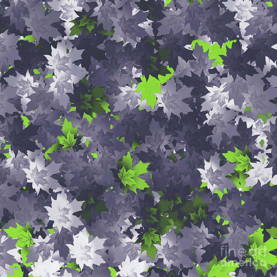 Purple Digital Art - Purple and Green Leaves by Two Hivelys