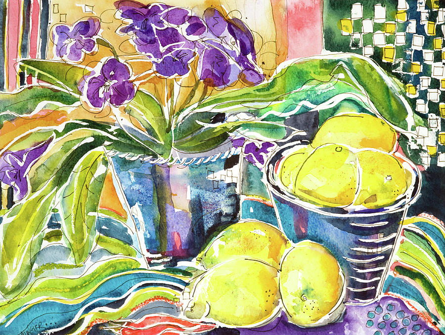 Purple And Lemons Painting by Seeables Visual Arts