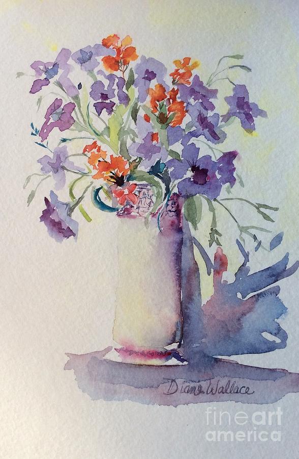 Purple and Orange Painting by Diane Wallace